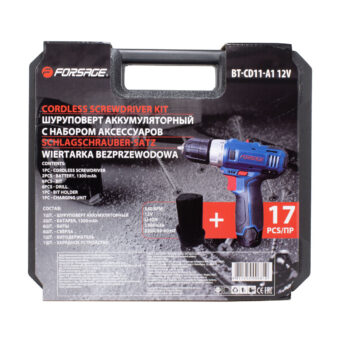 Шуруповерт аккумуляторный c набором комплектующих Forsage F-BT-CD11-A1 12V Шуруповерт аккумуляторный c набором комплектующих Forsage F-BT-CD11-A1 12V