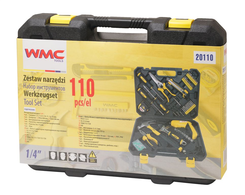 Набор инструментов 110 пр. 1/4'' (6гр) (5-13мм) WMC TOOLS WT-20110 Набор инструментов 110 пр. 1/4'' (6гр) (5-13мм) WMC TOOLS WT-20110