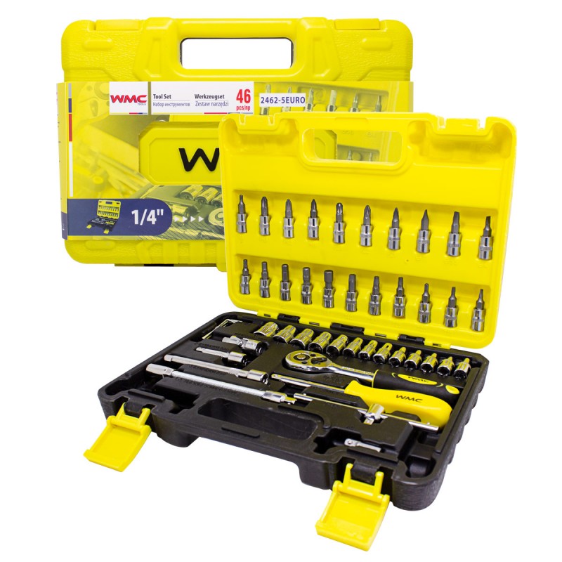 Набор инструмента 46 пр. 1/4'' (6-гран.) (4-14 мм) WMC TOOLS WT-2462-5 EURO Набор инструмента 46 пр. 1/4'' (6-гран.) (4-14 мм) WMC TOOLS WT-2462-5 EURO
