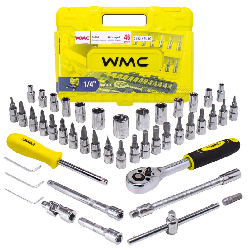 Набор инструмента 46 пр. 1/4'' (6-гран.) (4-14 мм) WMC TOOLS WT-2462-5 EURO Набор инструмента 46 пр. 1/4'' (6-гран.) (4-14 мм) WMC TOOLS WT-2462-5 EURO